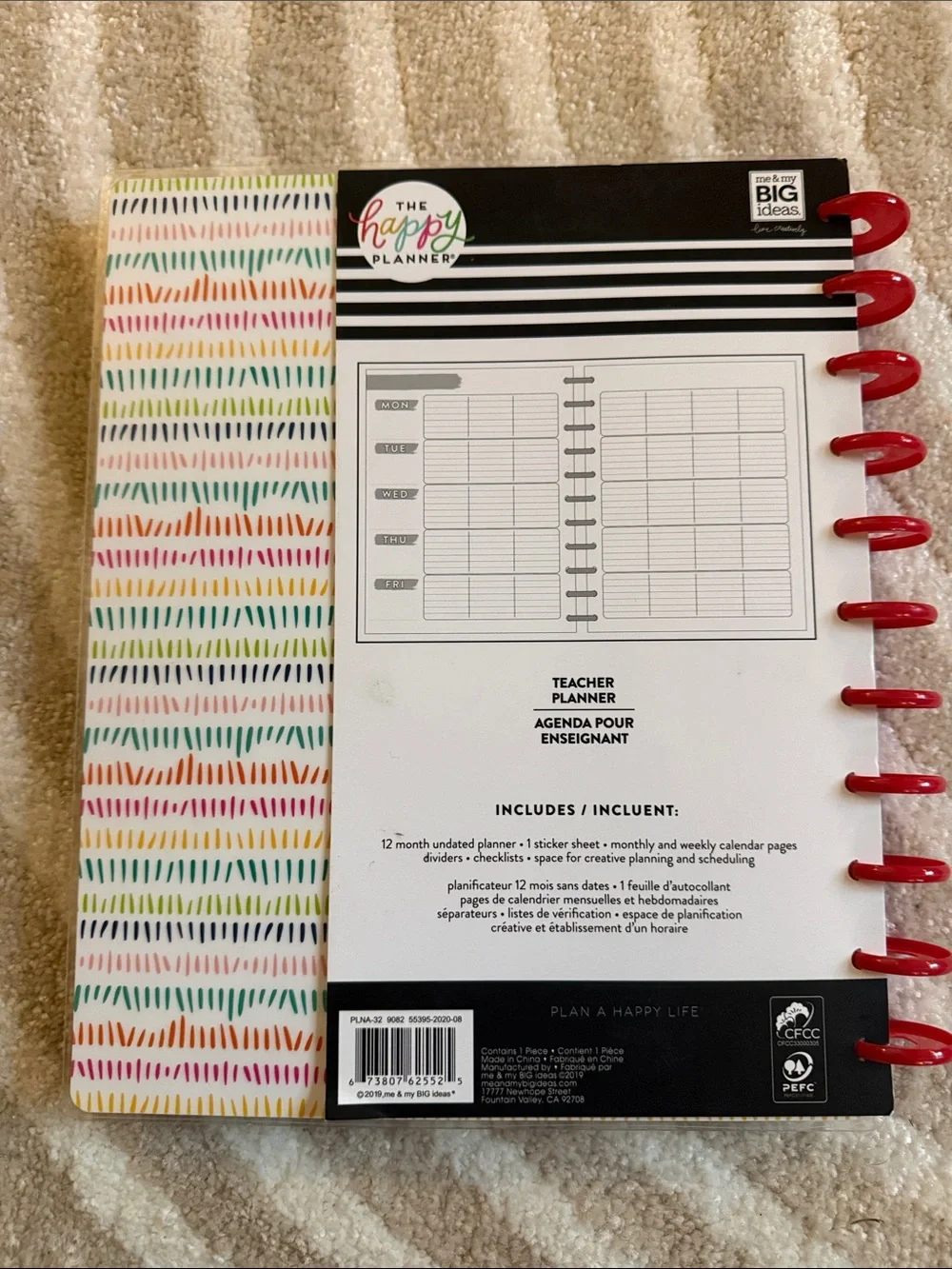 The Happy Planner Teacher Planner with Red Apple and Rainbow Dots